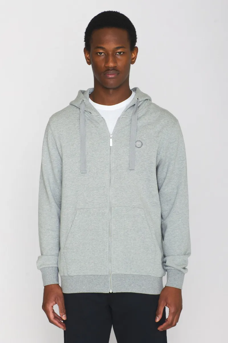 KnowledgeCotton Apparel KnowledgeCotton Apparel Herren vegan Zip Hoodie Kangaroo Badge Grau Melange
