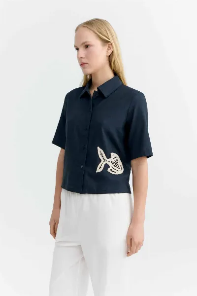 thinking mu Thinking MU Damen vegan Bluse Ane Blau