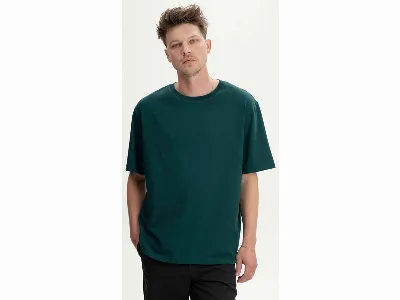 MELA MELA Bio-Herren-T-Shirt BHAJAN mit überschnittenen Schultern, tiefsee,