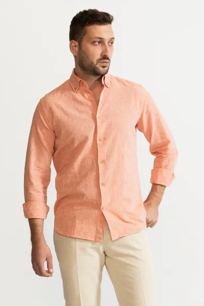 De IONESCU De IONESCU Herren vegan Hemd Godeanu Orange