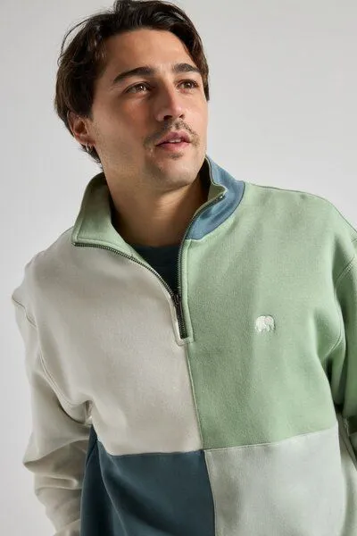 Trendsplant Trendsplant Color Block Quarter Zip Sweatshirt Salted Moss