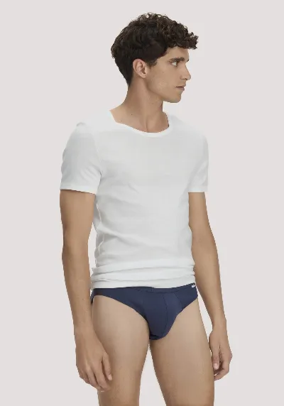 hessnatur hessnatur Herren Slip Regular Cut COTTON MIX aus Bio-Baumwolle - blau - Größe 6 = L