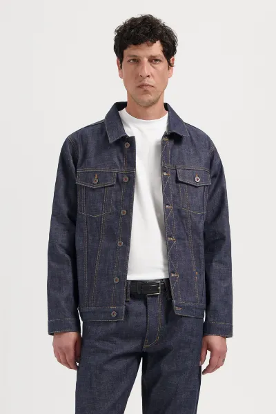 Kuyichi Kuyichi Herren vegan Jeansjacke Bourne Dry Selvedge Blau