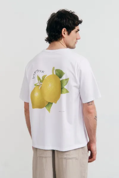 Rotholz Rotholz Herren vegan T-Shirt Lemon Print Klassisch
