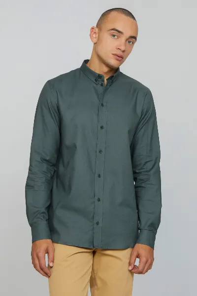 recolution Recolution Herren vegan Hemd Oxford Coleus Eukalyptus Grün