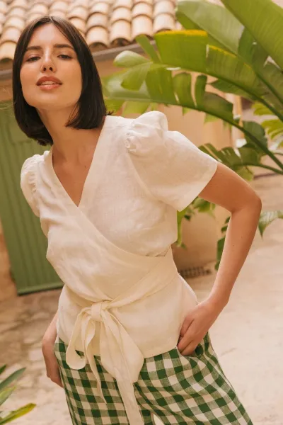 AmourLinen AmourLinen Damen vegan Wickeloberteil Elisa