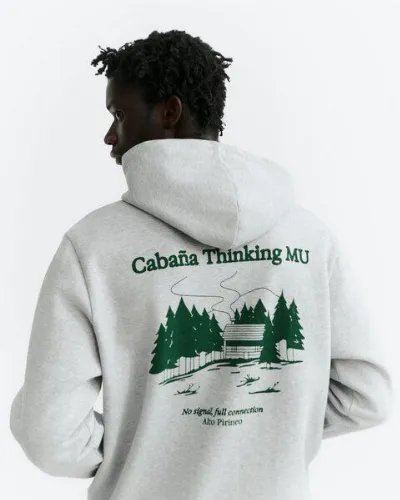 thinking mu thinking mu Pirineo Grey Melange Saul Sweatshirt