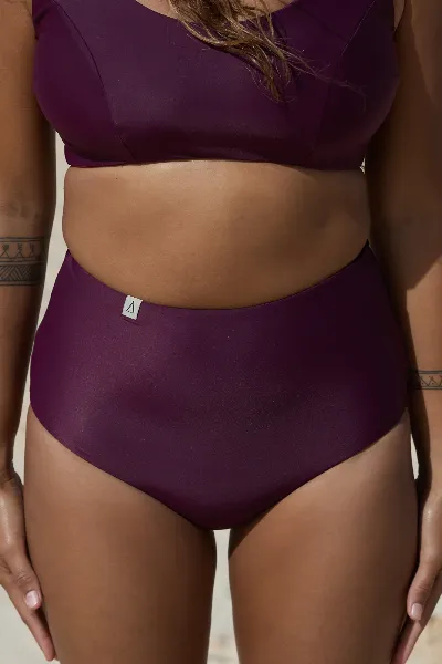 Inaska Inaska Damen vegan Bikinihose Reversible Hohe Taille Pure Berry/ Dark Red