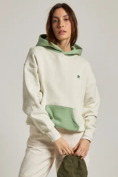 Trendsplant Trendsplant Damen vegan Hoodie Oversized Color Block Sea Glass