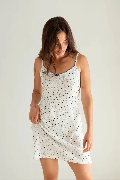 Clotsy Clotsy Damen vegan Nachthemd Blume WeiÃŸ