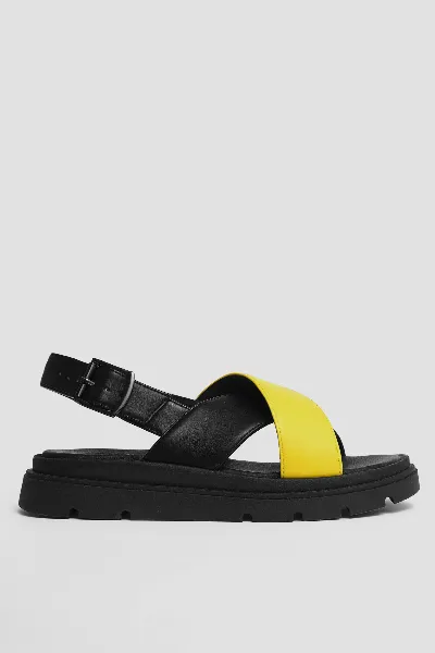 BOHEMA BOHEMA Damen vegan Sandalen Glare Lemon Schwarz/