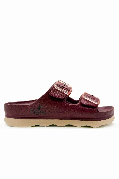 thies thies Damen vegan Sandale Ecofoam Double Bordeaux Rot