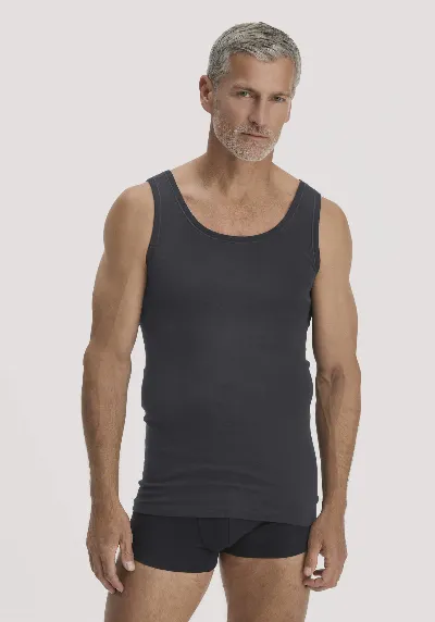 hessnatur hessnatur Herren Athletic Shirt PURE COTTON aus Bio-Baumwolle - schwarz - Größe 6 = L