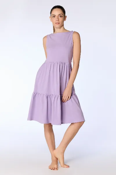 Leela Cotton Leela Cotton Damen vegan Kleid Ruffled Viola