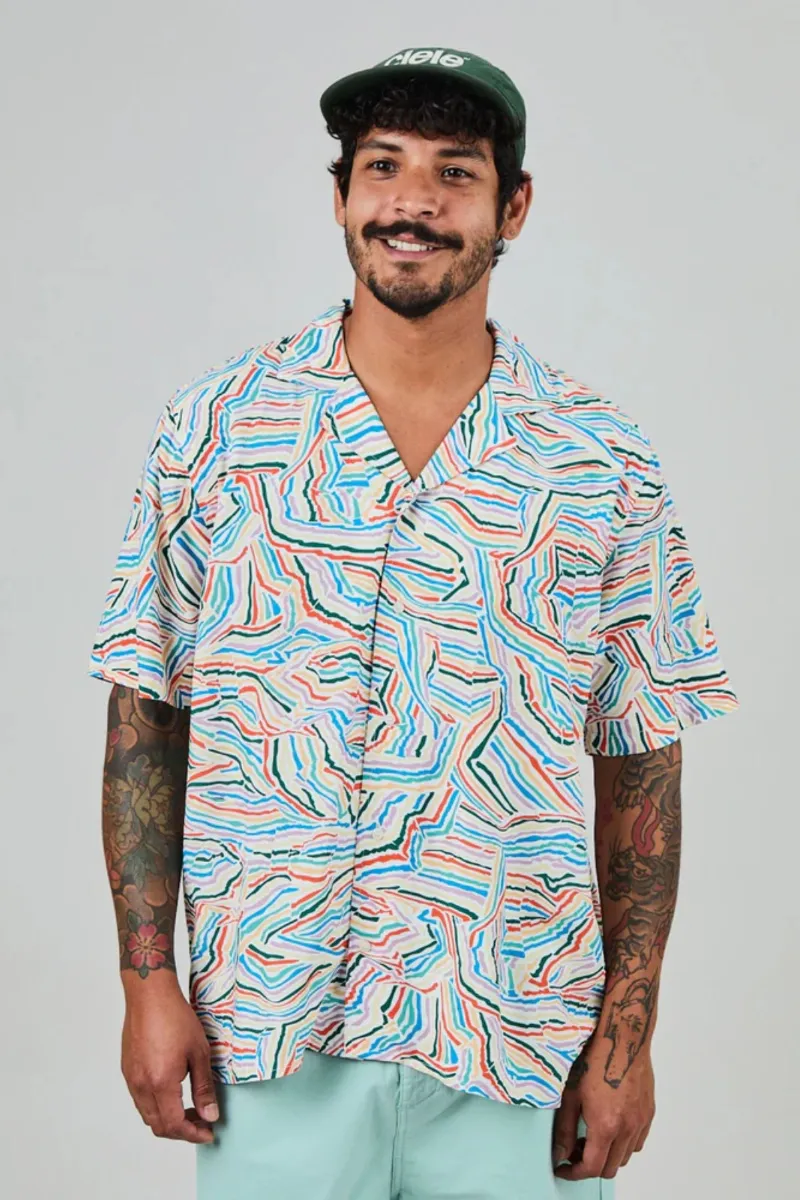 Brava Fabrics Hemd Messy Stripes Aloha Blau