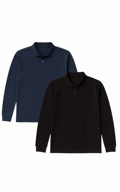 GORG GORG Herren vegan Multipack 2x Poloshirts Lange Ã„rmel Navy/