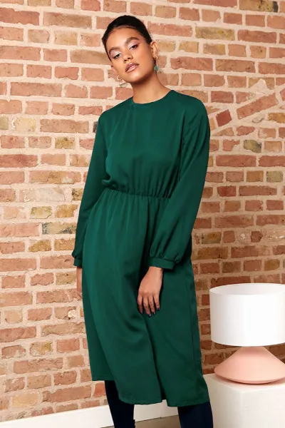 Widda Widda Damen vegan Kleid Garbo Waldgrün