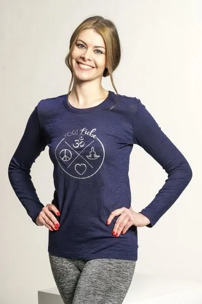 YogiLiebe Yoga Damen Longsleeve YogiLiebe Blau-Silber