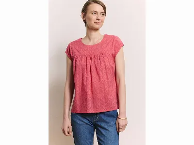 tranquillo tranquillo Bio-Damen-T-Shirt Lunaa mit Knopfleiste am Rücken, holly berry,