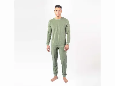 Living Crafts Living Crafts Bio-Herren-Frottee-Schlafanzug 'BJÖRN', fog green,