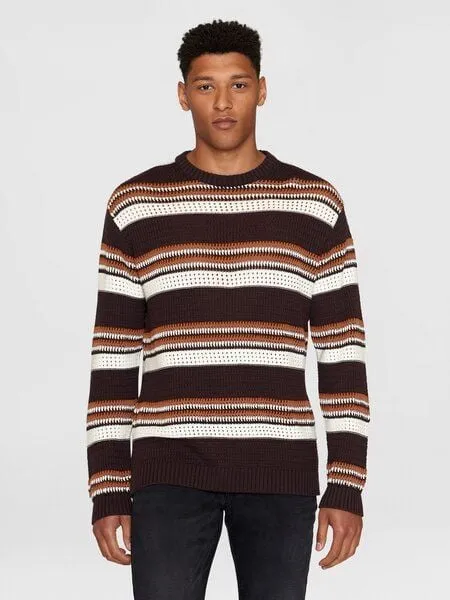 KnowledgeCotton Apparel KnowledgeCotton Apparel Sommerlicher Strickpullover HANDCRAFTED STRIPED aus Bio-Baumwolle