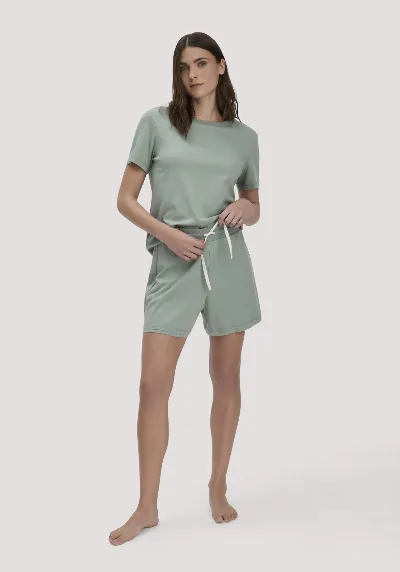 hessnatur hessnatur Damen Pyjama PURE NATURE aus Bio-Baumwolle - grün