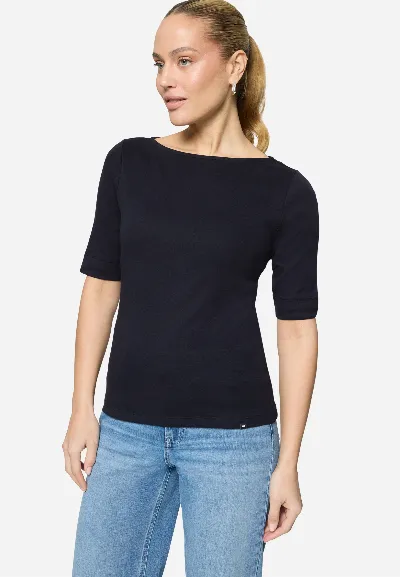 zero Basic Shirt  mit U-Boot-Ausschnitt