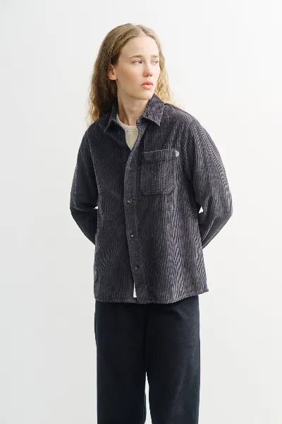 Rotholz Rotholz Damen vegan Hemd Aus Cord Anthrazit