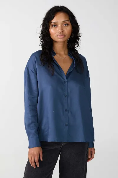 Yahmo Yahmo Damen vegan Hemd Mona Blau