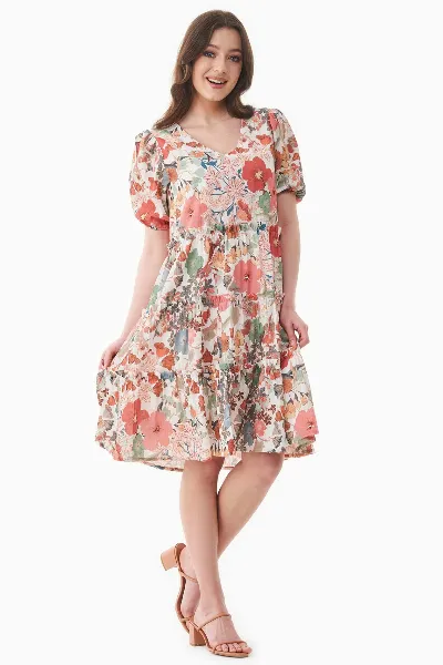 ORGANICATION ORGANICATION Damen vegan Voile Kleid Mit Floralem Muster