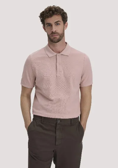 hessnatur hessnatur Herren Piqué Polo Regular aus Bio-Baumwolle - rosa