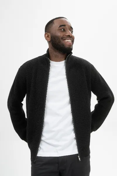 MELA MELA Herren vegan Strickjacke Rippe Taksh