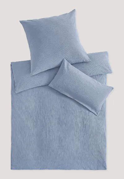 hessnatur hessnatur Musselin Bettwäsche-Set aus Bio-Baumwolle - blau - Größe 155x220 / 40x80 cm
