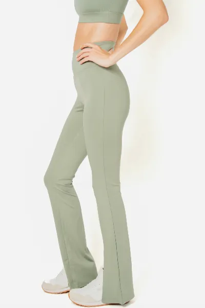 SEAAV SEAAV Damen vegan Leggings Ausgeschnitten Bootcut Dusty Sage Green
