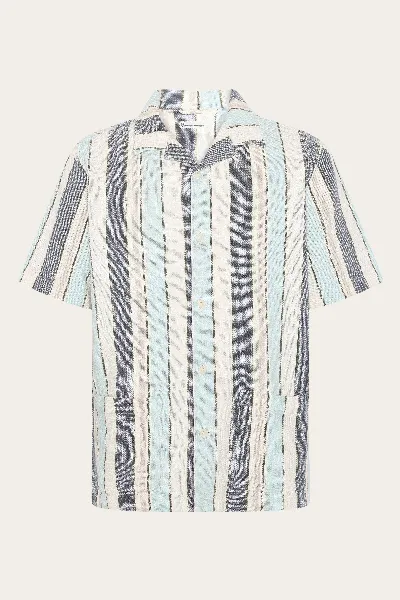 KnowledgeCotton Apparel KnowledgeCotton Apparel Herren vegan Hemd Kurzarm Gestreift Blau