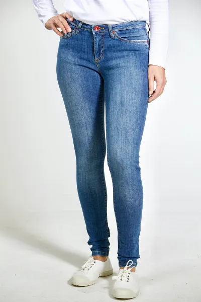 TORLAND TORLAND Damen vegan Skinny Jeans Rosa Mid Indigo