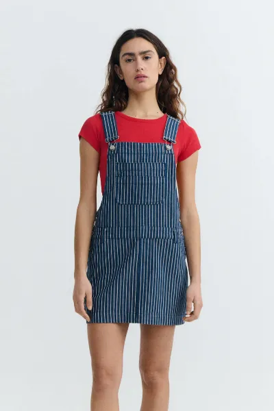 thinking mu Thinking MU Damen vegan Kleid Rafaela Railway Stripes Blau