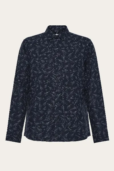 KnowledgeCotton Apparel KnowledgeCotton Apparel Herren vegan Hemd Sos Bedruckt Blau