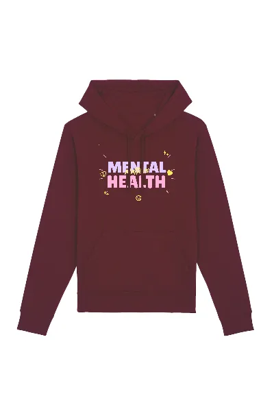 Oat Milk Club Oat Milk Club Damen vegan Hoodie Cotton Mental Health Matters Maroon
