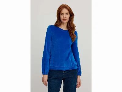 tranquillo tranquillo Bio-Damen-Langarmshirt aus Nicky Velours, sky diver,