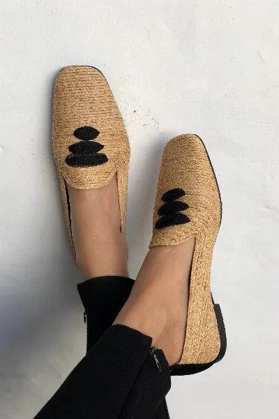 Momoc Momoc Damen vegan Loafers Casablanca Raffia