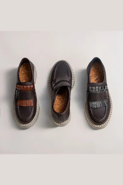 AGAZI AGAZI Damen vegan 3 In 1 Loafers Diane Leichte Sohle Schokoladenbraun