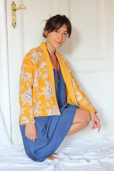 ManduTrap ManduTrap Boho Cardigan Damen – leichte Übergangsjacke aus recycelter Baumwolle (Kantha) – Sunaja