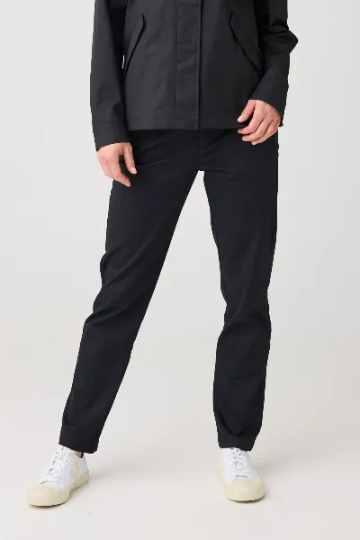 KnowledgeCotton Apparel KnowledgeCotton Apparel Damen vegan Hose Iris Slim Pique Schwarz Jet