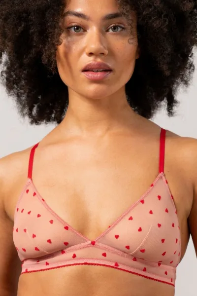 Understatement Understatement Damen vegan Bralette Mesh Triangle Blassrosa/Tiefrot