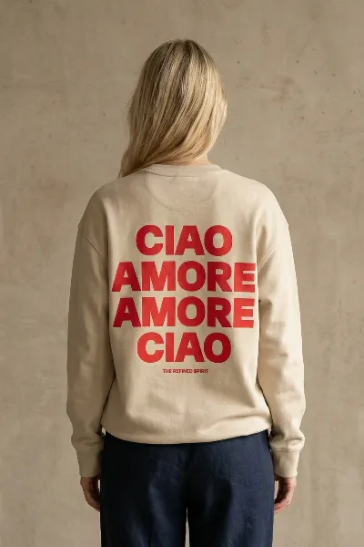 The Refined Spirit The Refined Spirit Damen vegan Sweatshirt Unisex Amore Ciao Wüstenstaub