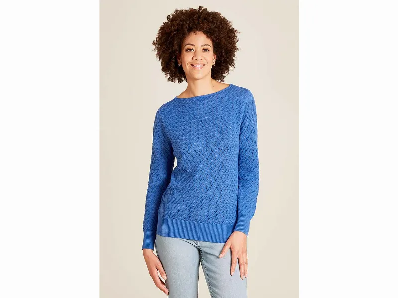 tranquillo tranquillo Bio-Damen-Strickpullover mit tiefem Rückenausschnitt, dazzling blue,