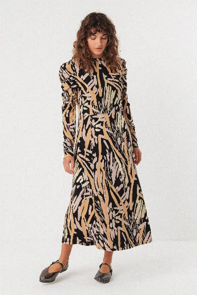 SKFK SKFK Damen vegan Kleid Lano Mehrfarbig Schwarz/Braun