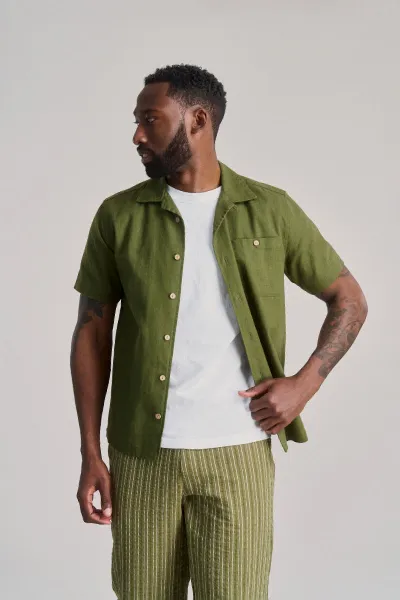 KOMODO KOMODO Herren vegan Hemd Mit Kurzen Ã„rmeln Spindrift Khaki