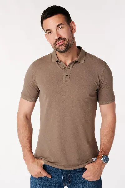 SKOT SKOT Herren vegan Polohemd Walnussbraun